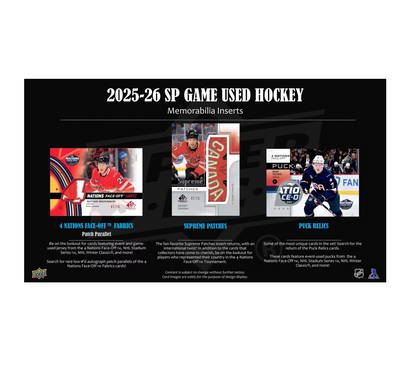2025-26 Upper Deck SP Game Used Hockey Hobby Box
