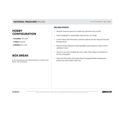 2025 Panini National Treasures Racing Hobby Box