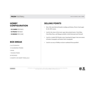 2025 Panini Prizm Football Hobby Box
